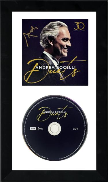 Andrea Bocelli signed 2024 Duets- 30th Anniversary Art Insert, 2CD 6.5x12 Custom Framing- COA