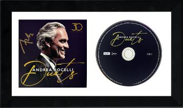 Andrea Bocelli signed 2024 Duets- 30th Anniversary Art Insert, 2CD 6.5x12 Custom Framing- COA