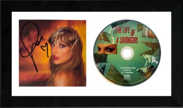 Taylor Swift 2025 The Life of a Showgirl CD Signed 4.75x4.75 Photo Art Card #1 w/ Heart 6.5x12 Custom Framing- Beckett Review