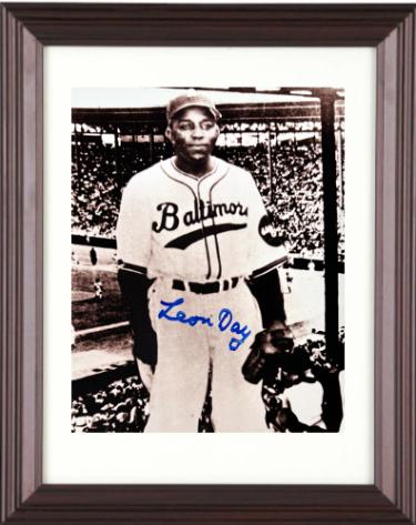 Leon Day signed Baltimore Elite Giants Negro League Sepia Tone 8x10 Photo minor dings Custom Framing- Tuff Stuff COA/Show Ticket