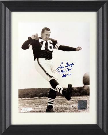 Lou Groza signed Cleveland Browns NFL 8x10 Photo w/ The Toe & HOF74 minor dings Custom Framing- COA