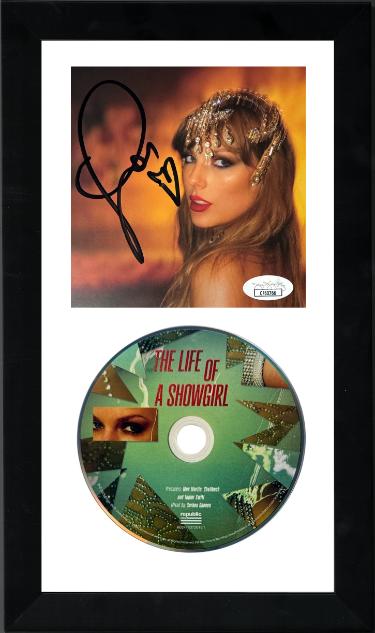 Taylor Swift 2025 The Life of a Showgirl CD Signed 4.75x4.75 Photo Art Card #1 w/ Heart Custom Framing- JSA #CF60766