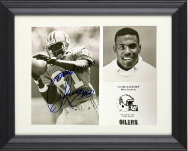 Chris Sanders signed Houston Oilers 8x10 Photo Mark 20:27 Custom Framing- COA (Titans/Ohio St)