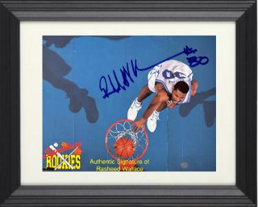 Rasheed Wallace signed Signature Rookies 8x10 Photo #30 Custom Framing- COA (North Carolina Heels)