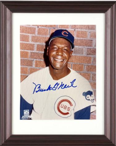 Buck O'Neil signed Chicago Cubs MLB 8x10 Photo minor dings Custom Framing- COA/Show Ticket/Negro League/Monarchs/HOF