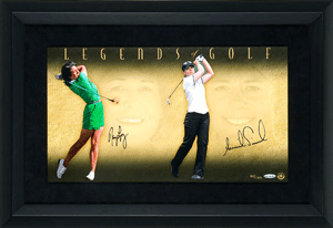 Annika Sorenstam & Nancy Lopez Dual signed LPGA Legends Of Golf Photo Custom Framing- UDA Hologram (11.25x25)