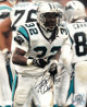 Fred Lane signed Carolina Panthers 8x10 Photo #32 (run-black sig)