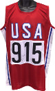 Carl Lewis signed Red TB Team USA Stitched Pro Style Track & Field #915 Jersey XL- JSA Hologram