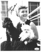 Debbie Reynolds signed Vintage B&W 8.5x11 Photo - JSA Hologram #DD32827 (with dogs)