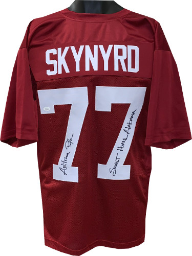 Artimus Pyle signed Lynyrd Skynyrd Crimson Custom Stitched #77 Jersey Sweet Home Alabama XL- JSA Witnessed Hologram
