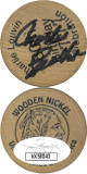 Charlie Louvin signed 2007 80th Birthday Celebration Wooden Nickel 1.5" Promo Coin- JSA #KK58040