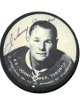 Johnny Bower signed 1991 Toronto Maple Leafs Sports-Flash NHL Photo Puck- JSA #RR76694