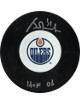 Grant Fuhr signed Edmonton Oilers Logo Hockey Puck #31 HOF 03- Beckett Witnessed
