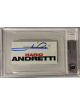 Mario Andretti signed 2x4 Andretti Logo Cut Signature- BAS/Beckett Encapsulated #00013162180