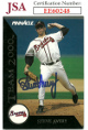 Steve Avery signed 1992 Pinnacle Baseball On Card Auto #66- JSA #EE60248 (Atlanta Braves)