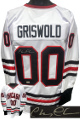 Chevy Chase signed Chicago White Christmas Vacation Clark Griswold Custom Stitched #00 Hockey Jersey XL- Tri-Star Holo
