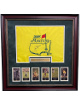 Jack Nicklaus signed 2005 Masters Flag Custom Framing- PSA LOA (overall size 26x26) w/ 6 Champions of Golf/Collection Cards