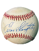 Enos Slaughter signed RONL Rawlings Official National League Baseball toned- COA (HOF/Cardinals/Yankees)