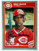 Eric Davis signed 1985 Fleer Rookie On Card Auto #533- COA (Cincinnati Reds)