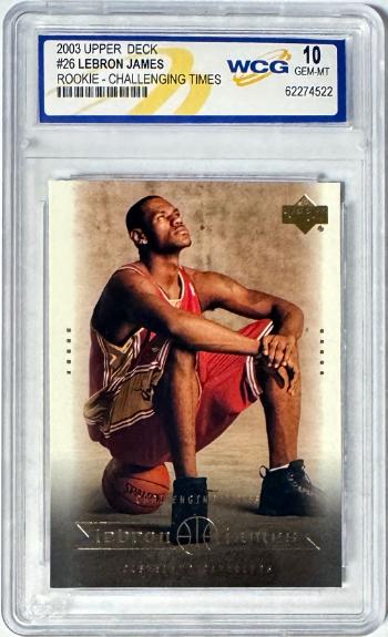 LeBron James 2003-04 Upper Deck Challenging Times Rookie Card (RC) #26- WCG Graded 10 Gem Mint (Cleveland Cavaliers)