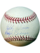 Ralph Branca/Bobby Thomson dual signed RONL Rawlings Official National League Baseball imperfect- MLB/Steiner Holograms